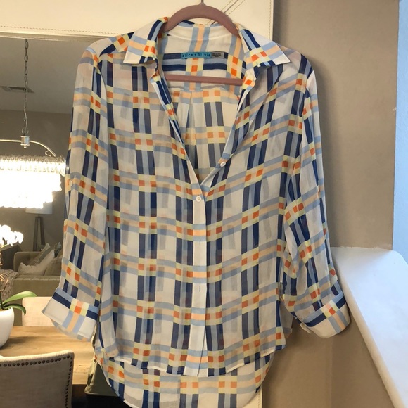 Alice + Olivia Tops - Alice + Olivia plaid button down blouse